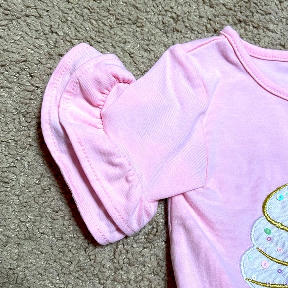 Precious baby girl sparkly pink cupcake outfit by Rare Editions, size 12 mo. - Picture 5 of 9